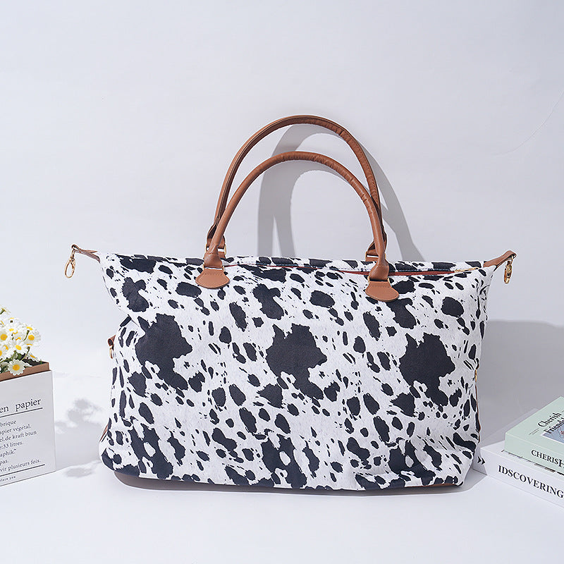 Wholesale PU Aztec Ethnic Style Portable Crossbody Bag with Cow Pattern Large Capacity Travel Bag